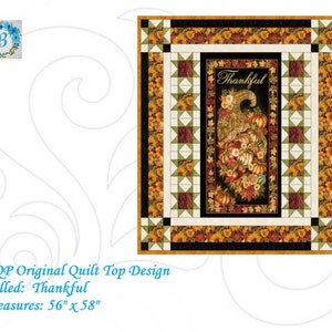 THANKSGIVING Thankful Quilt Top Kit measures 56" x 58)  Timeless Treasures Panel Fabrics Sewing Quilting Give Thanks