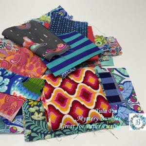 TULA PINK - Pacchetti di tessuti misteriosi - 100 grammi di peso EPP English Paper Piecing Quilting Cucito Artigianato fatto a mano Spilli e aghi