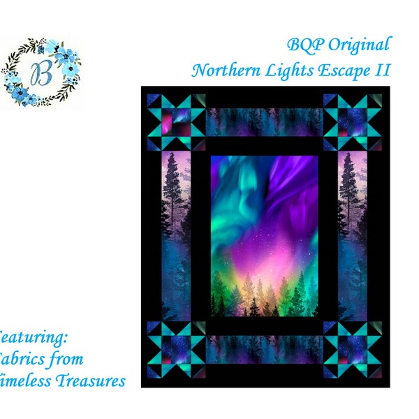 NORTHERN LIGHTS Quilt Kit Nordlichter entkommen 2 - BQP Original mit Aurora von Timeless Treasure Fabric Sewing Gift Giving