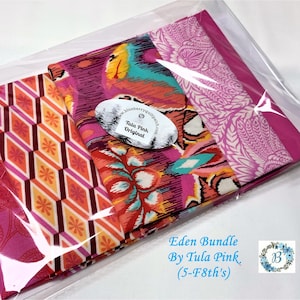 TULA F8th Bundles - EDEN Tula Pink for Free Spirit F8th Bundles de 5 coupes (mesurant 10 x 22 po.) Épuisé Tissu rare groupant Quilting