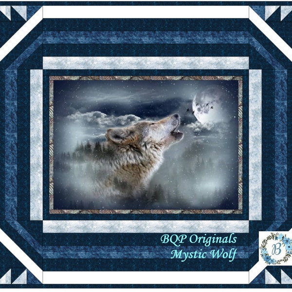 MYSTIC WOLF Quilt Kit from Call of the Wild Panel Spirituality Wolf Independence lone Mystic Wolf Do It Yourself  Sewing Quilting Project