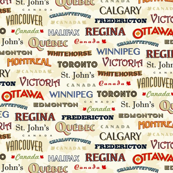 Keep it Canadian with this vintage Coast to Coast collection ideal for quilt backing