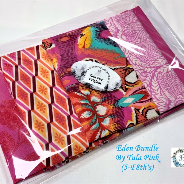 TULA F8th Bundles  - EDEN Tula Pink for Free Spirit F8th Bundles of 5 Cuts (Measuring 10" x 22")