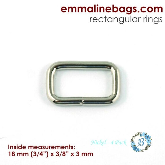 RECTANGLE RINGS (3/4 inch)  EMMALINE Bag Hardware Rectangular Rings 4 pack - Various Finishes