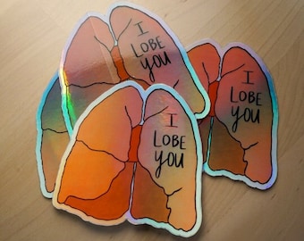 I lobe you - Lung Pun Sticker, Love