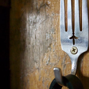 vintage silver fork hook