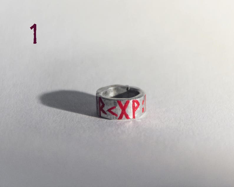 Rune beard beads Raw metal beard rings dread Different color of runes Viking Norse Pagan beard beads. Beads for hair beard