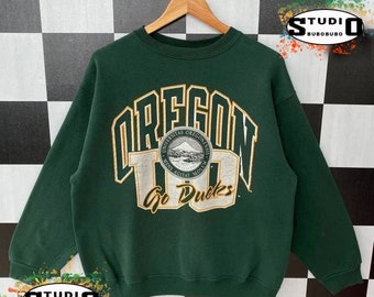 Vintage 90s University Of Oregon Sweatshirt, Jumper Oregon Go Ducks Football Crewneck, Big Logo University Of Oregon Shirt