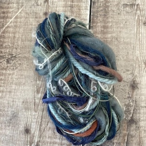 Craft Yarn Pack Threads Fibre Mixed Media Weaving Junk Journals 12x2 Yards Sea Blues