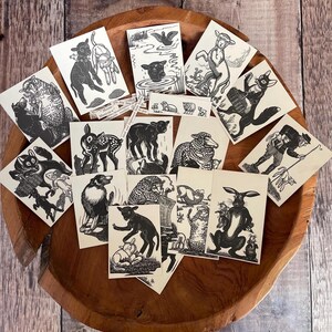 Magnifique album de scrapbooking, journal ou fabrication de cartes éphémères vintage livre pour enfants gravures sur bois agneaux et animaux