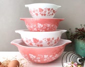 Vintage Pyrex Pink Gooseberry Cinderella Bowls 441, 442, 443, 444 Mixsing Bowls - 50 39 s Kitchenware