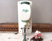 Vintage PeDe Coffee Grinder, Dutch Coffee Grinder, Wall Mounted Manual Coffee Mill, Green Cream, 50 39 s Holland Kitchenware