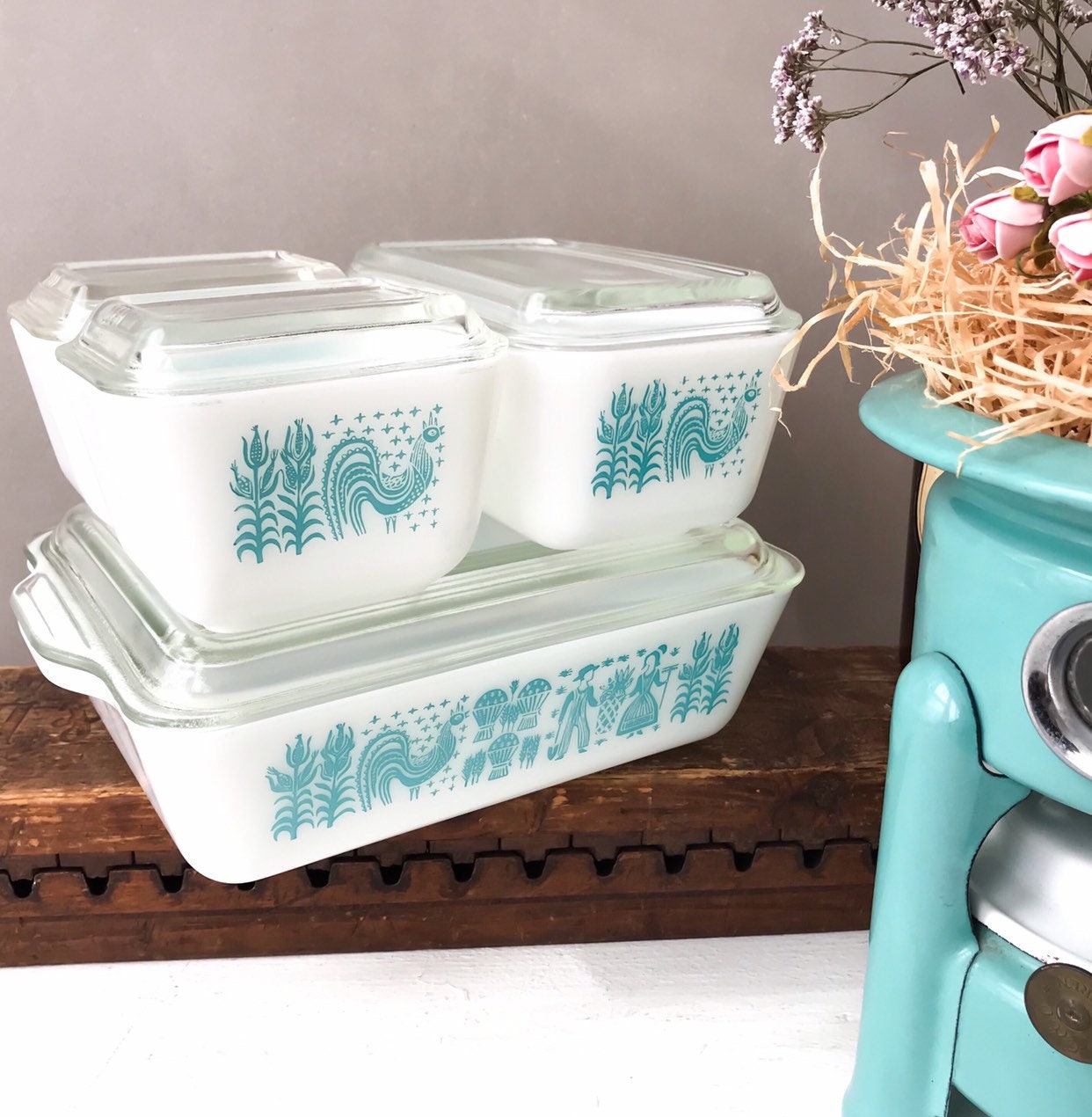 Vintage 1950s Home Refrigerator Dishes Farmhouse Kitchen RESERVED