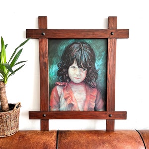 Lámina vintage de niña llorando &quot;María&quot; de M. Basaldella, decoración de los años 70, arte infantil con lágrimas, niña con lágrimas, lámina kitsch vintage