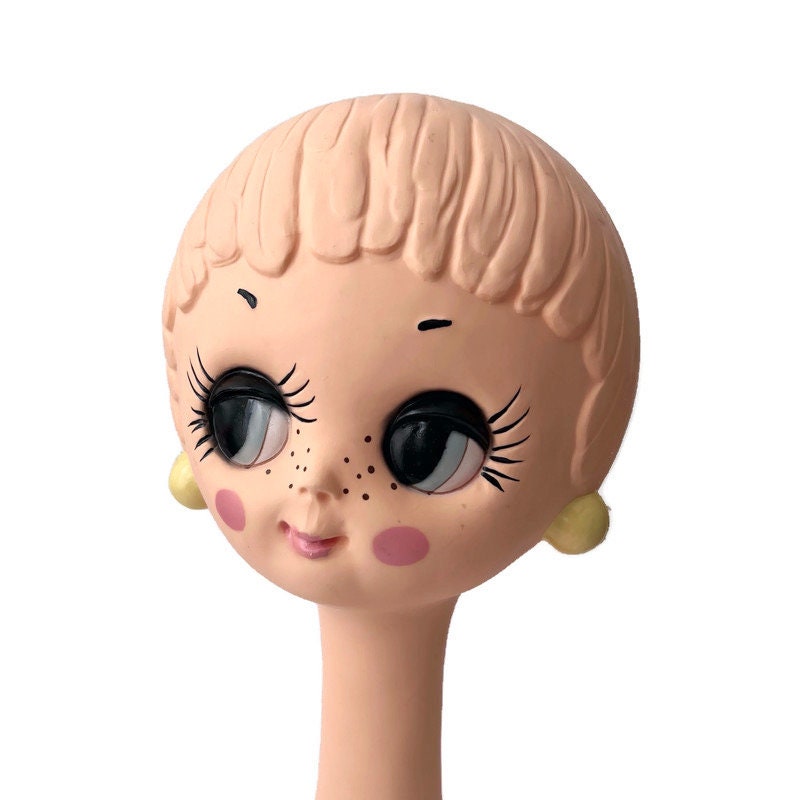 ヴィンテージのツイッギー風マネキンヘッド、1960年代レトロショップ