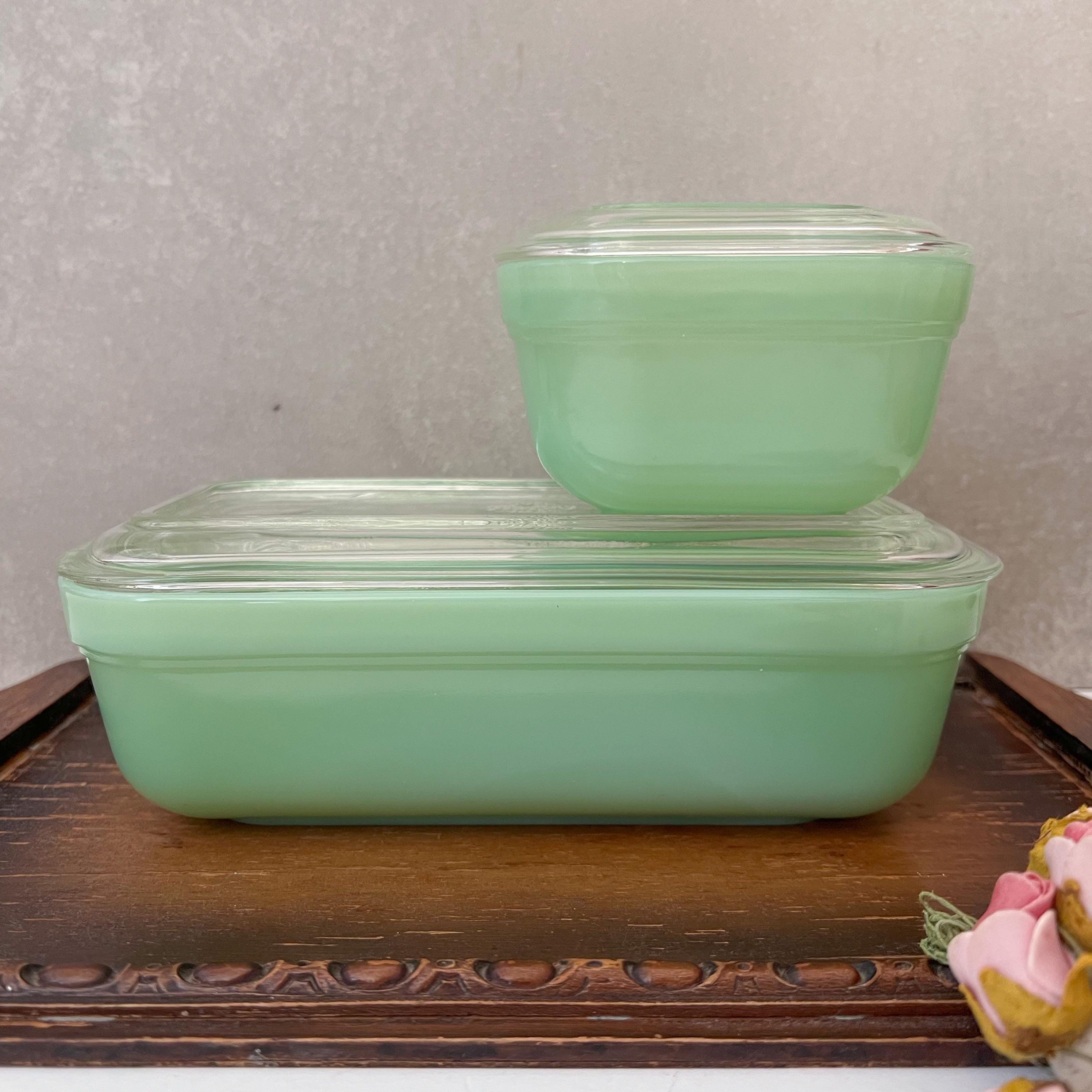 Vintage Fire King Jadeite Refrigerator Dish, Mid Century Vintage Fire King Jadeite Refrigerator Dish, Mid Century