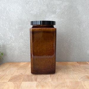 Arabia Finland Large Brown Jar, Rustic Scandinavian Kitchen Storage, Ceramic Lidded Canister