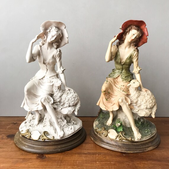 Vintage Giuseppe Armani Shepherdess, Sculpture Figurine, Woman