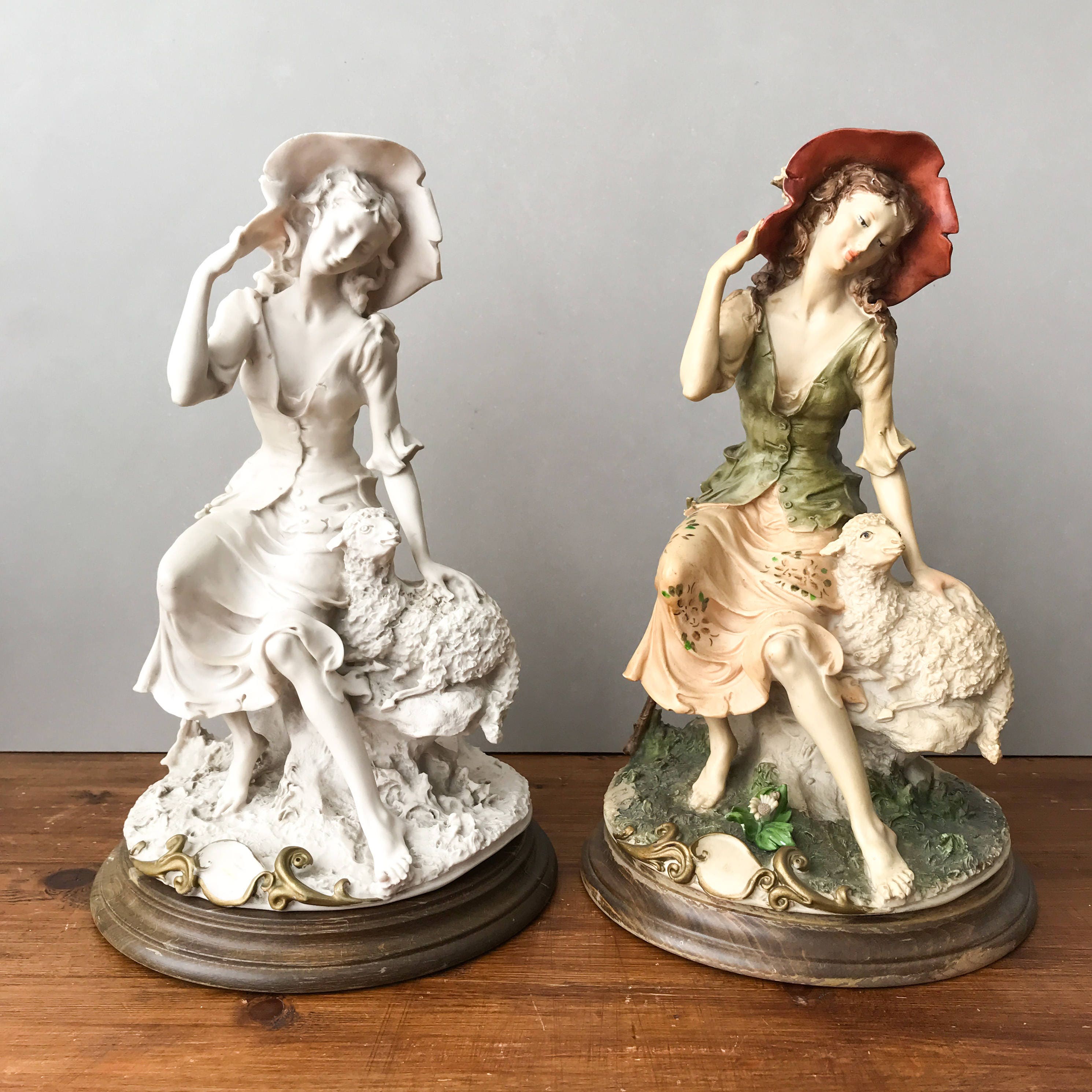 Vintage Giuseppe Armani Shepherdess, Sculpture Figurine, Woman