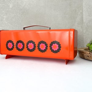 Brabantia  Patrice Gingerbread box, Vintage Flower Power Cake Box, Retro Orange Canister, 70's Dutch Storage Box.