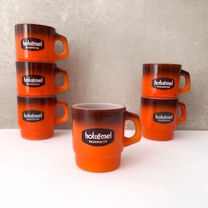 Vintage Anchor Hocking Fire-King Mug, Orange Brown Hotcemel Milk Glass