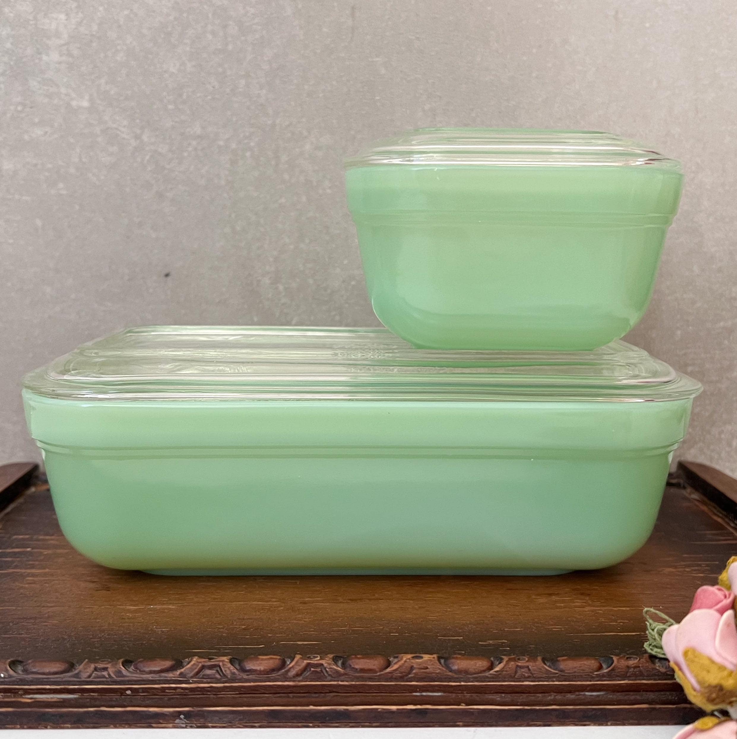 Fire King Jadeite Refrigerator Dish, Vintage Fire King