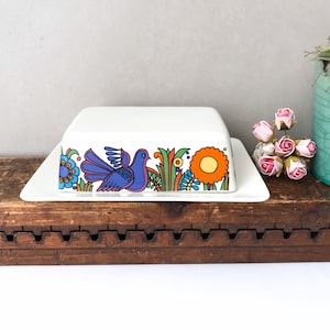 Villeroy And Boch Acapulco Butter Dish With Lid, 70s' Boho Tableware, Flower Power, Mid Century Kitchenware, Christine Reuter.