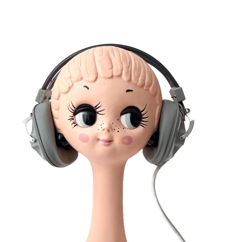 ヴィンテージのツイッギー風マネキンヘッド、1960年代レトロショップ