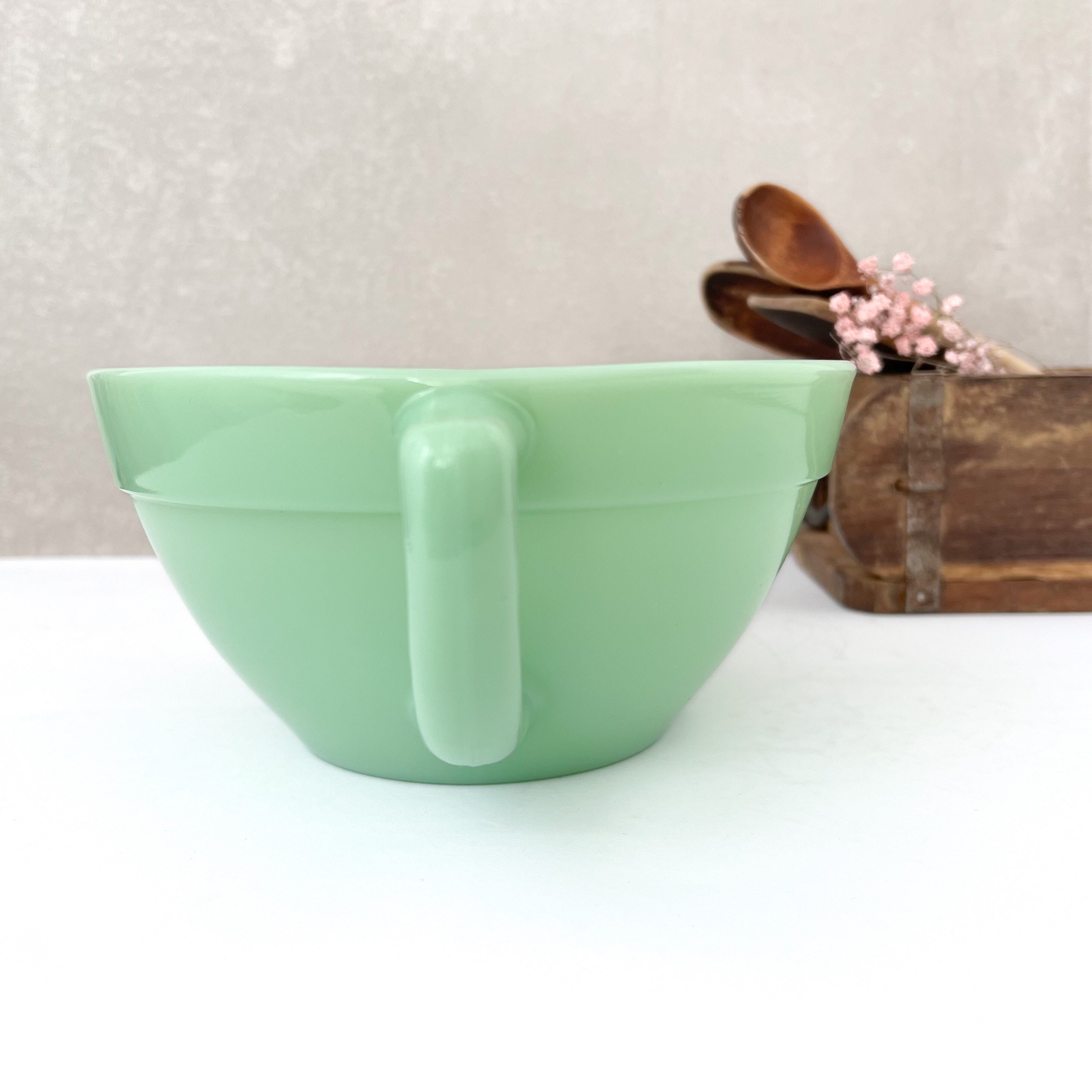 Vintage Fire King Jadeite Batter Bowl, Batter Pitcher 1 Band, Handled  Mixing Batter Bowl, Fire King Oven Ware, Jadeite Tableware 