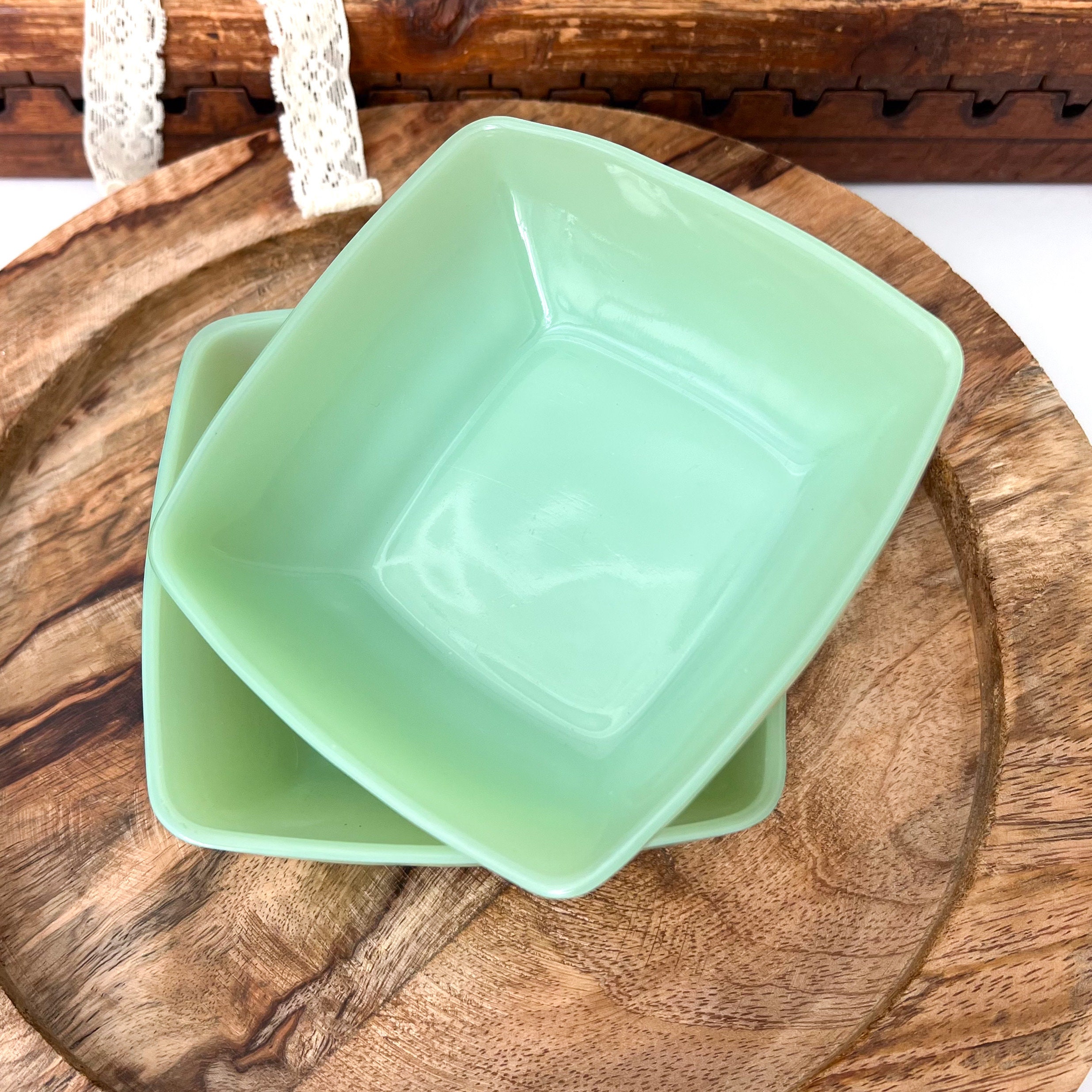 Fire King Jadeite Charm, Square Luncheon Plate, 8 1/4” / 21cm