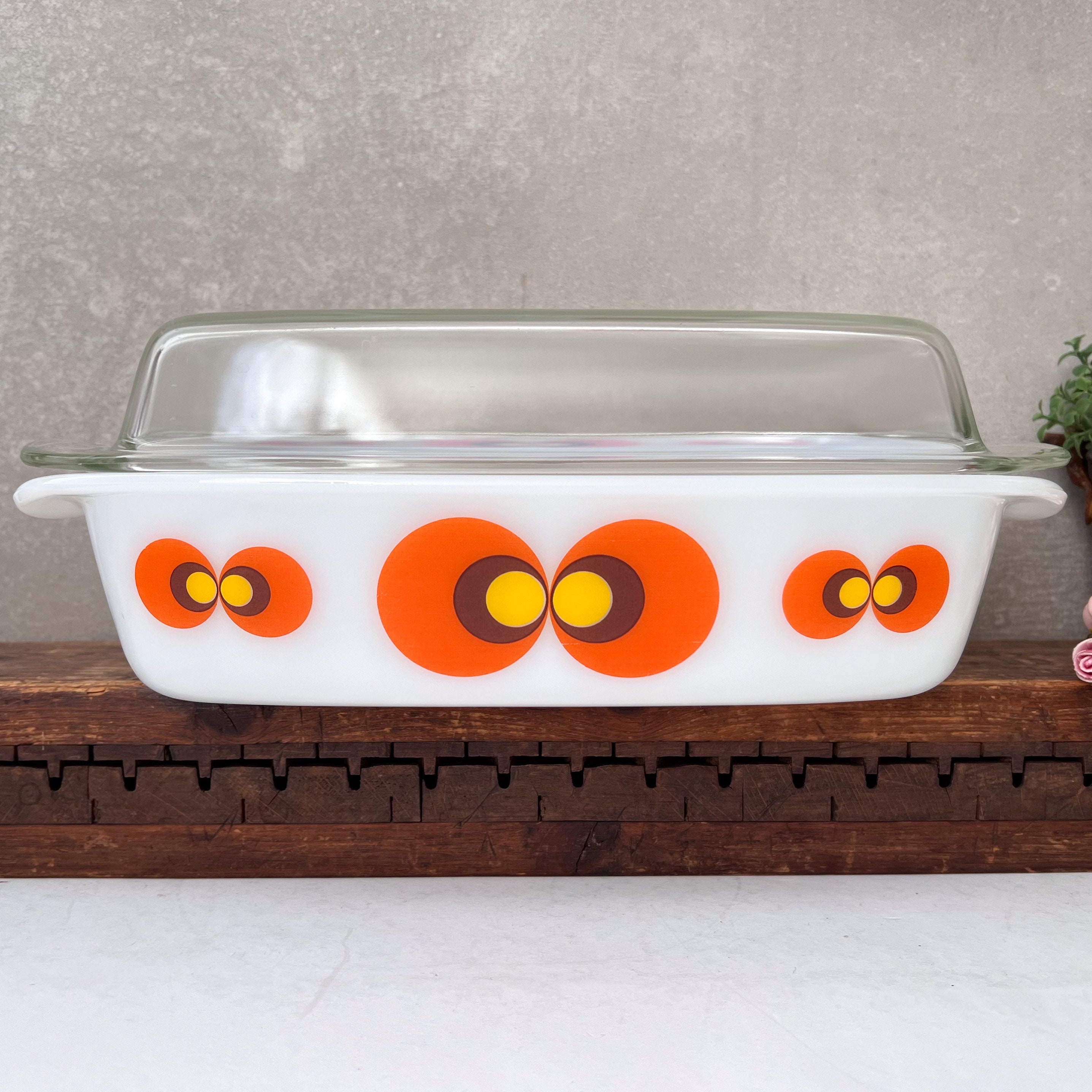 Vintage Schott Mainz Casserole: 70s Carina Peacocks Eye Ovenware