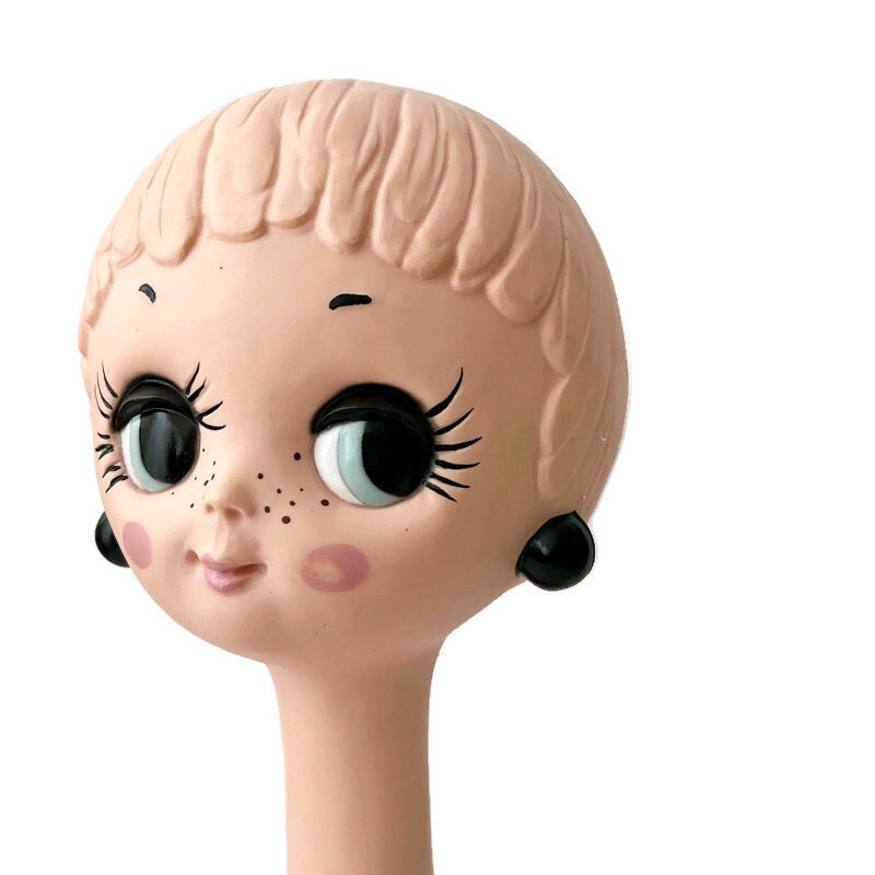 ヴィンテージのツイッギー風マネキンヘッド、1960年代レトロショップ