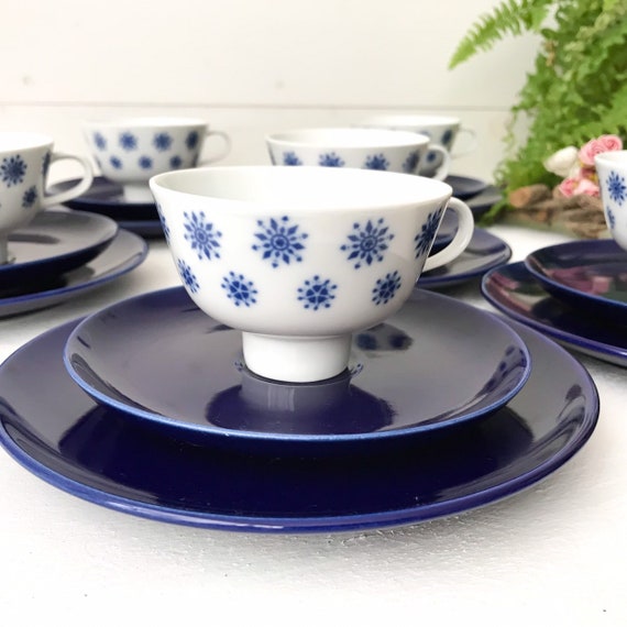 Melitta Bangkok Breakfast Trio, Coffee Cup and Bread Plate, Cobalt 