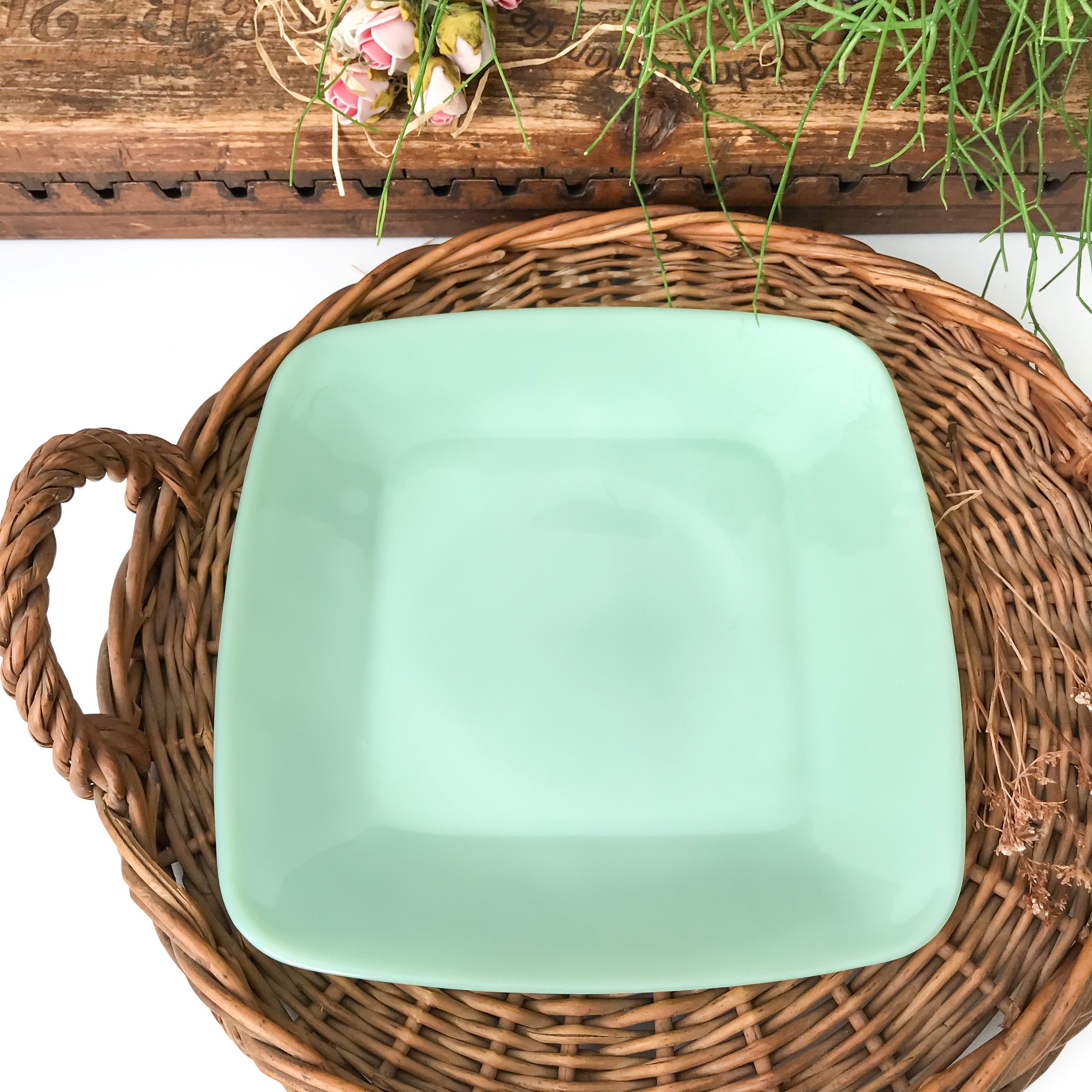 Fire King Jadeite Charm, Square Luncheon Plate, 8 1/4” / 21cm