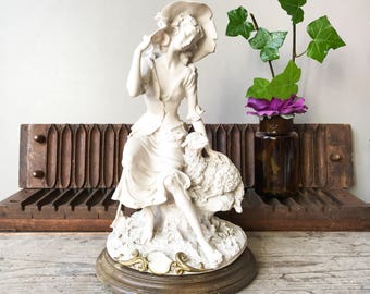 Vintage Giuseppe Armani Shepherdess, Sculpture Figurine, Woman
