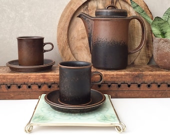 Arabia Ruska Coffee Set, Mid-century Scandinavian Tableware for