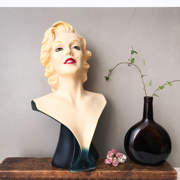 Vintage Marilyn Monroe Bust Mannequin Head, Display Head, Vintage Retro 70s Home Decor, Large Pop Art Head Bust, Hollywood Stars