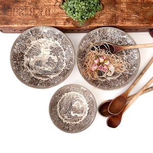 Vintage Castels Brown Ironstone Bowls, English Transferware, Serving Bowls, 60&#39;s Farmhouse Tableware
