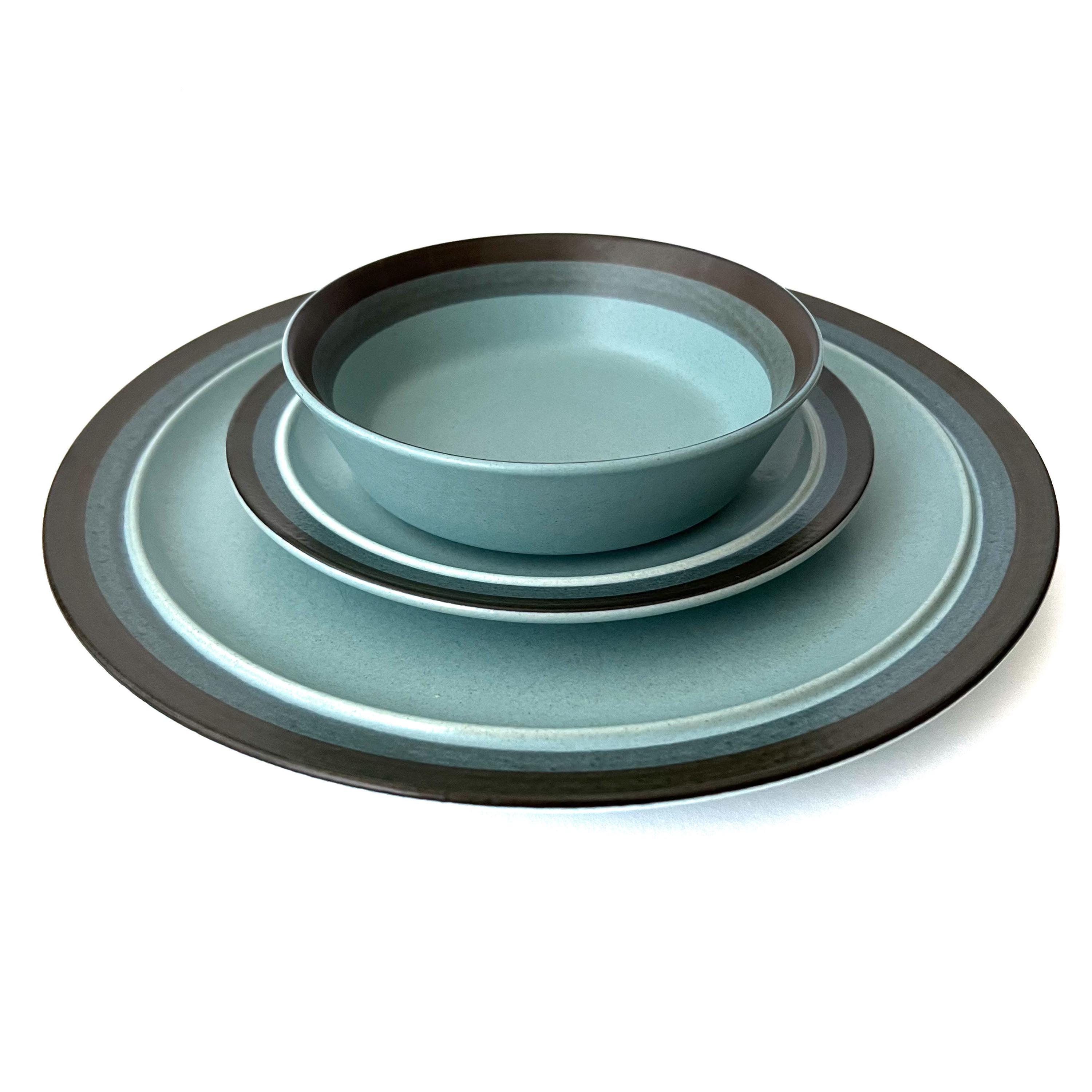 Kasuga Arrow Stone Dinner Plate, Navajo Blue, Kasuga Showa Plater