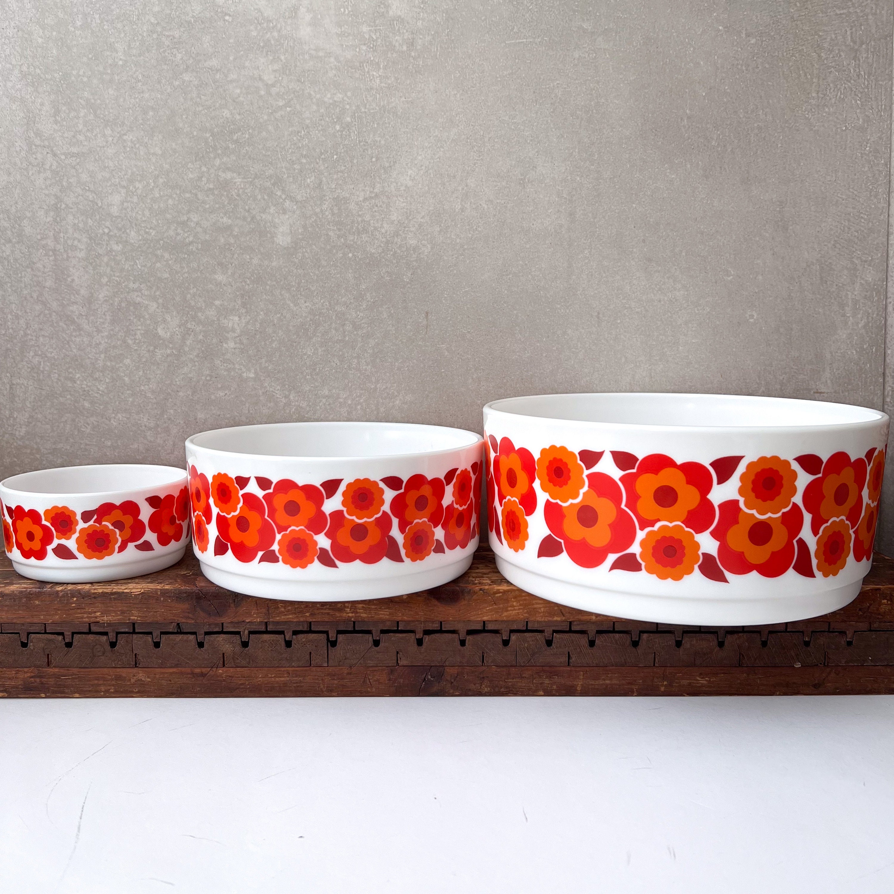 Lot12 De 6 Assiettes Creuses Arcopal Vintage France D 21,5 Cm Fleurs Oranges Imgx300 8278