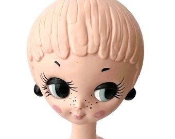 ヴィンテージのツイッギー風マネキンヘッド、1960年代レトロショップ