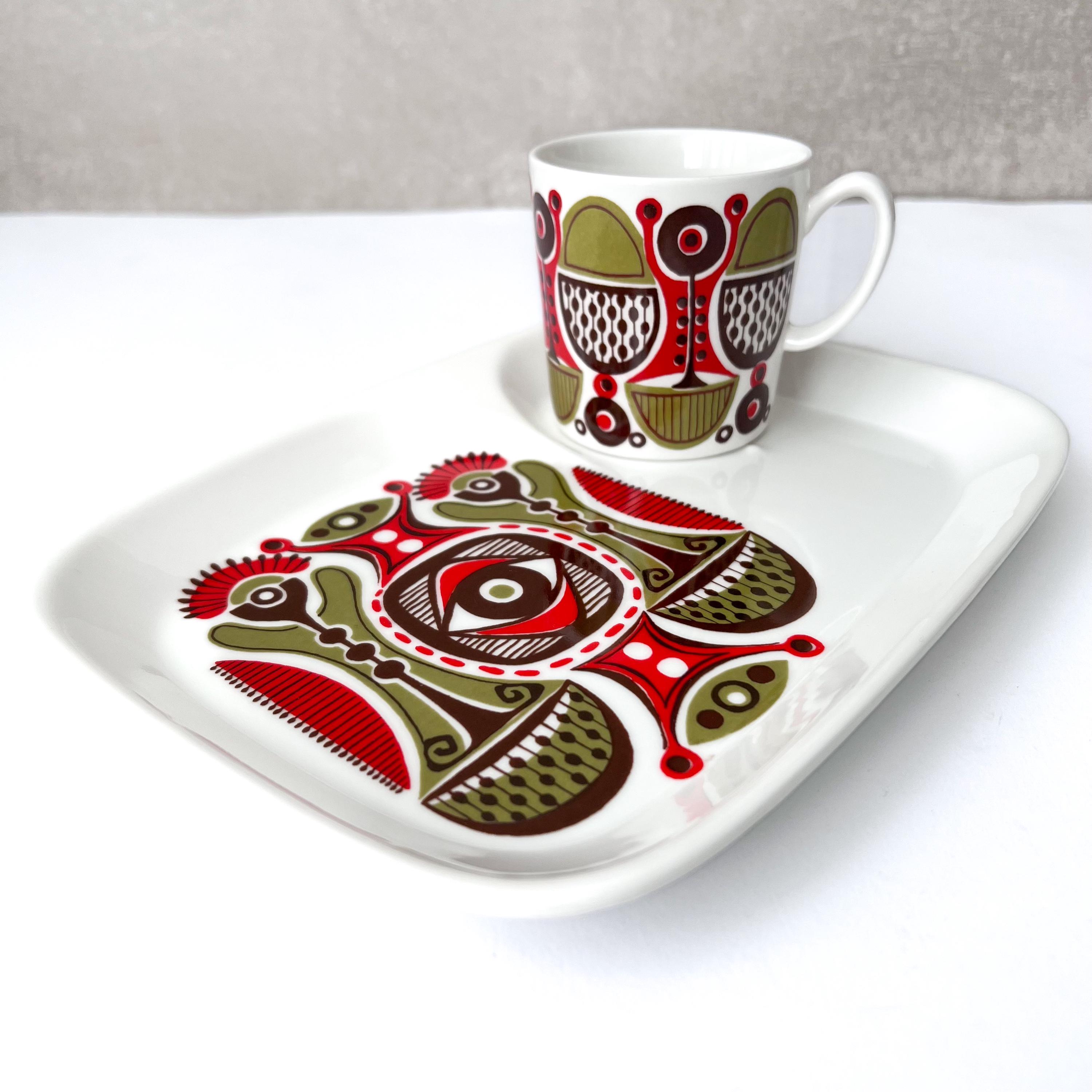 Rare Figgjo Flint Calypso TV Plate With Cup, Scandinavian Mid