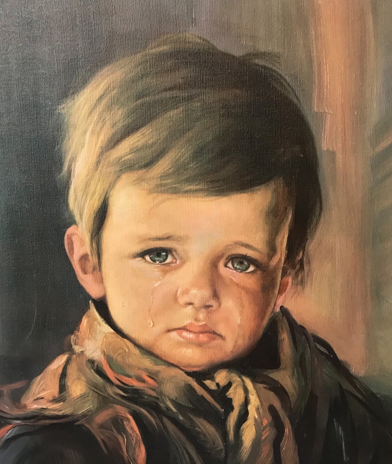 Плачущий мальчик картина мем