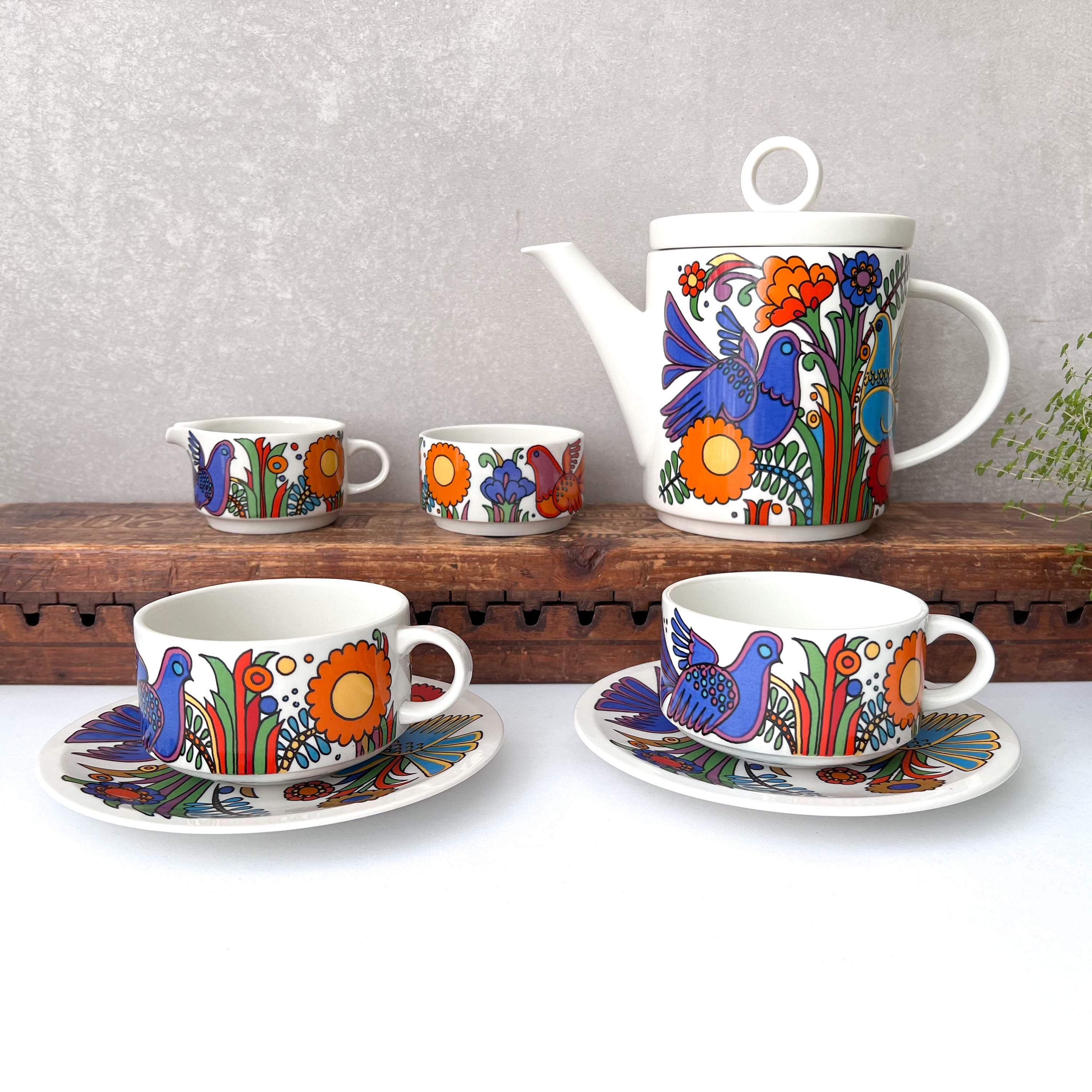 値下げ中✨昭和レトロ✨Villeroy&Boch 初代アカプルコ 廃盤 貴重 Villeroy and Boch Acapulco Tea Set, 70s' Boho Tableware, Mid