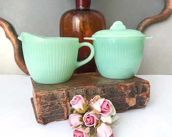1950s Jadeite Jane Ray Creamer Vintage Fire King Oven Ware Green 