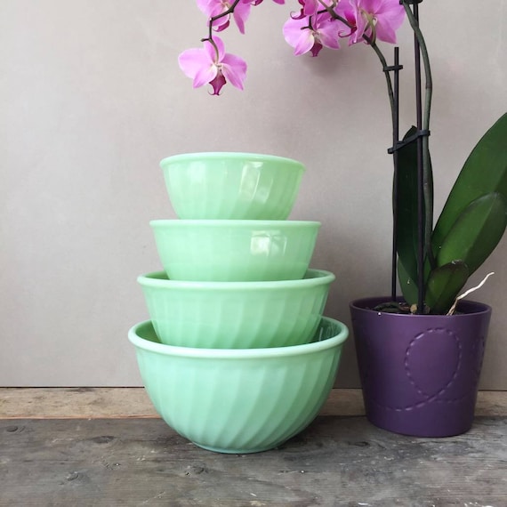 Fire King Jadeite Sugar Bowl, Creamer / Milk Jug, Jane Ray