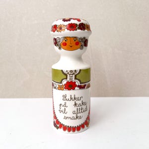 Figgjo Flint Folklore Sugar Shaker, Vintage Figgjo Flint Norway, 60&#39;s Scandinavian Design Tableware