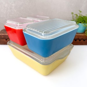 Pyrex Colors Refrigerator Box Set,  Pyrex 500, Vintage Pyrex Primary Ovenware.