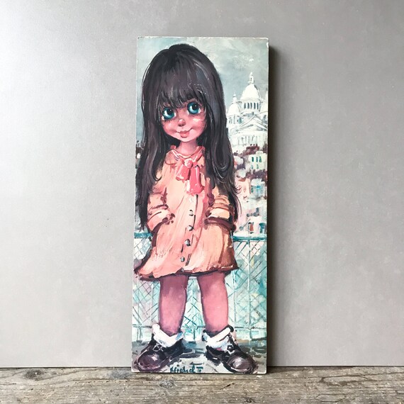 Vintage Big Eyes Girl Print Girl In Paris By Michel T Etsy