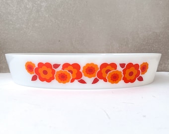 Lot De 10 Assiettes Creuses Arcopal Vintage, Motif Fleurs Lotus, Couleurs Blanc, Orange, Rouge, Jaune